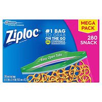 Ziploc Snack Bags, Easy Open Tabs, Ideal for Packing Cookies, Fruits, Vegetables, Chips and More, 280 Count