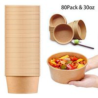 30 Oz Large Paper Bowls Bulk, 80 count Disposable Soup Bowls Plastic Free Party Supplies for Hot/Cold Food, Soup (30)