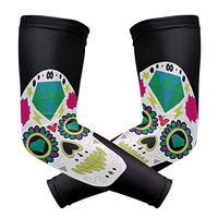 LEVEIS Day of The Dead Sugar Skull Arm Sleeves UV Protection for Men Women Sunblock Protective Gloves Running Golf Cycling Driving Long Arm Cover 1 Pair