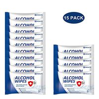 15 Packs 75% Alcohol Disinfectant Wipes,15cm18cm 10 Wipes/Pack Cleaning Wet Wipes Soft Flexible Rubbing Wipes