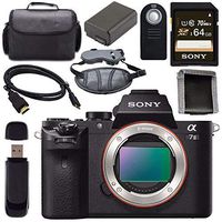 Sony ILCE7M2/B Alpha a7 II Mirrorless Digital Camera (Body Only) + NP-FW50 Lithium Ion Battery + Sony 64GB SDXC Card + Mini HDMI Cable + Carrying Case + Remote + Memory Card Wallet Bundle