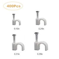 Nail in Cable Clips, Clamps Cable Staples Nails, Round Cable Tacks Ethernet Coaxial Wire Staples 4mm 6mm 8mm 10mm RG6 RG59 CAT5 CAT6 RJ45 White 400 Pack