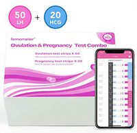 Femometer 50 Ovulation Test Strips and 20 Pregnancy Test Strips Combo kit, Sensitive Fertility Predictor Testing Sticks, Accurate Results with Smart App Automatically Recognizing Test Results