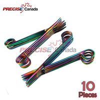 PRECISE CANADA: SET OF 10 MULTI TITANIUM COLOR RAINBOW METZENBAUM SCISSORS 7" STRAIGHT & CURVED STAINLESS STEEL