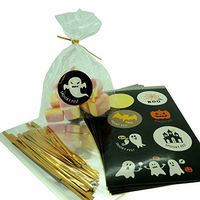 Halloween Cello Treat Bags for Candy Cake Baking Party Gift Wrapping Packaging, 10x15cm, Pack of 50 Bags, 60 Stickers (10x15cm)