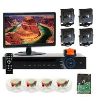 GW Security Inc 4CHV6 4 Channel H.264 960H & D1 Realtime DVR with 4 x 1/3" SONY CCD Small Pinhole Security Camera 35.5mm/35.5mm Dimension, Free LED (Black)