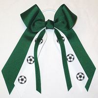 Sublimation Specialties Soccer Hair Bow - Made in The USA, Avail in Many Colors, Hunter, White Pony Band