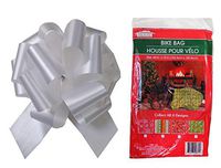 Holiday Giant Bike Gift Bag, 60in x 72in, and Jumbo 8" Silver Bow - Perfect for Large Christmas Presents