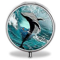 IMLONE Pill Organizer, Customized Whale Pill Boxes with 3 Components and Mirror for Travelling and Daily Needs