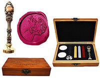 MNYR Dandelion Luxury Wood Box Red Brass Metal Peacock Wedding Invitations Gift Cards Paper Stationary Envelope Seals Custom Logo Wax Seal Sealing Stamp Wax Sticks Melting Spoon Wood Gift Box Kit