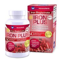 Pure Micronutrients Iron Plus Supplement, Natural Ferrous Chelate, Bisglycinate 25mg + Vitamin C, B6, B12, Folic Acid, 120 Count