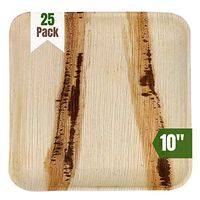 Cutie Green Palm Leaf Plates Set (Pack of 25) - 100% Eco-Friendly, Biodegradable and Compostable Disposable Plates - Heavy-Duty All Natural Dinnerware for Camping, BBQ, Outdoors (10" Square)