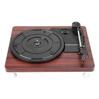 Record Player Playback,Vintage Three Speed Vinyl Music Suitcase Turntable Gramophone Home Audio and Video Equipment with PH 2.0 Stereo Speaker(Brown)