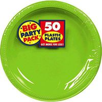 Amscan Big Party Pack 100 Count Plastic Dessert Plates, 7-Inch, Kiwi