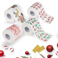 Christmas Toilet Roll Paper, Mosunx 3 Tier Xmas Pattern Roll Paper Print Toilet Paper Table Kitchen Santa Claus Pattern Roll Paper Prints Funny (A)