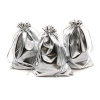 BEAVO Pack of 100 5"x 7" Heavy Duty Gold Drawstring Organza Jewelry Pouches Wedding Party Christmas Favor Gift Candy Chocolate Bags (Silver, 5"x 7")