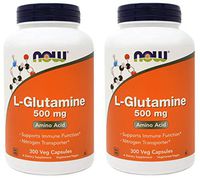 Now L-Glutamine 500 mg, 300 Vegan Capsules (Pack of 2) - Non-GMO, Vegan, Kosher