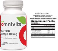 Omnivits Max Coq Omega 100 mg | Omega3 and COQ10 Together | Monoglyceride Fish Oil (MaxSimil) & Coenzyme Q10 Kaneka Q10 (Ubiquinone) | Dual Action Cardiovascular Support | 60 Softgels