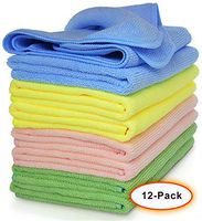 VibraWipe Microfiber Cleaning Cloth 12-Pack, Large Size 14.2"x14.2", Trap Dust, Dirt and Pet Dander in Split Fibers. Absorb up to 5X Their Weight in Liquid – Machine Washable, Reusable and Lint-Free