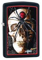 Zippo Mazzi Skull and Spider Pocket Lighter, Black Matte