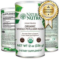 Natural Nutra Organic Whole Psyllium Husk Powder, Soluble and Insoluble Dietary Fiber, 12 oz, 81 Servings