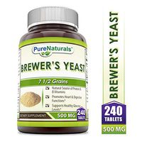 Pure Naturals Brewer's Yeast Tablets 500 mg -count -Allergen Free - Supports Heart Health, Glucose Metabolism, Digestive Health (240 Count)