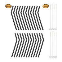 Reusable Black Silicone Straws for Toddlers & Kids - 24 pcs Flexible Short Drink 6.7" Straws for 6-12 oz Yeti/Rtic/Ozark Tumblers & 8 Cleaning Brushes - BPA Free, Eco-Friendly,no Rubber Tast