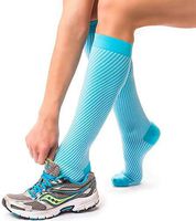 Knee High Compression Socks for Women & Men, 15-20 mmHg - Edema Pain Relief - Nurse, Travel, Pregnancy & Running Comfort - Lightweight Graduated Nursing Sock - Knee High Stockings, Blue XL