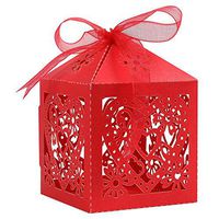 25pcs Red Paper Candy Gift Box Laser Cut Wedding Favor Love Heart Party Decor Party Supplies tokoeasy