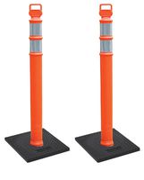 Cortina EZ Grab Delineator 45" Post, 3" Hip Collars with 10 lb Base, 03-747RBC-2, Orange, 2 Pack