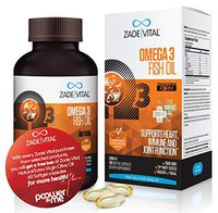 Zade Vital Omega-3 Fish Oil for Immune System, Heart Health and Cognitive Function, Dietary Supplement, 1200 MG, 120 Softgel Capsules, Non GMO, Kosher, Halal, GMP, 2-4 Months Supply, Free Gift