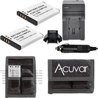 2 LI-70B Rechargeable Batteries for Olympus + Camera & Car / Home Charger for D-705, D-710, D-715, FE-4020, FE-4040, X-940, X940, VG-110, VG-120, VG-140, VG-150, VG-160, VR-120, VR-130, VR-140, VR-145 Camera & Car / Home Charger + Acuvar Battery Pouch