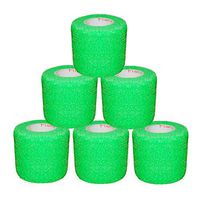2 Inch Vet Wrap Tape Self Adhesive Medical Bandage Free Bonus Roll (Neon Green) (5 Pack Plus Free Roll) Self Adherent Cohesive First Aid Sport Flex Wrist Ankle Knee Sprains and Swelling