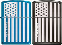 Zippo American Flag Subdued Laser Engraved Windproof Lighters (2 Set)