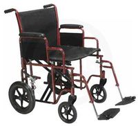 22 Inch Red Bariatric Steel Transport Chair