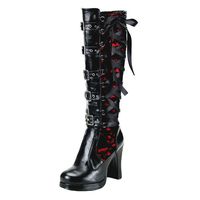 Womens Knee Length Boots,LuluZanm Sales! Ladies Leather Cosplay Cross Tied High Boots Platform Gothic Bows Shoes Red
