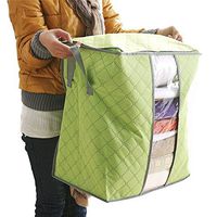 ZTY66 Bamboo Breathable Storage Bag/Organizer Box Non Woven for Clothes, Blanket, Quilt. 48 x 30 x 50CM (Green)