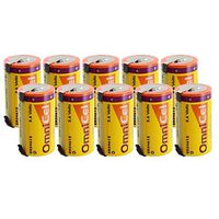 10x OmniCel ER34615 3.6 Volt 19 Ah D High Energy Lithium Battery with Tabs For Signal lamp, Computer RAM, CMOS Circuit memory, Radiocommunication, Earthquake tester, Numerical Control Tool, Taximeter