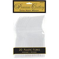 Amscan Heavyweight Silver Plastic Forks, 20 Ct.