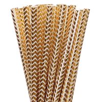 Biodegradable Paper Straws Gold Foil Chevron (75)