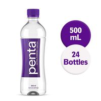 Penta Ultra-Purified Water, 500mL (Pack of 24), Oxygen Infused Natural pH Hydration, Solar-Powered 13 Step Purification Process