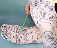 WellieSTR 1 Pair Foot Pressure Point Acupuncture Reflexology Socks Moisturizing Spa Sock with 1 Foot Acupuncture Stick (Chinese Size 38)