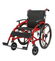 KOSHSH Red Self-Propelled Wheelchair, Aluminium Lightweight Anti-Fall Transit Device Folding Handrail Adjustable, 24inch Sport Rear tire Shock Absorber Maximum suport Weight 100 kg