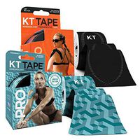 KT Tape PRO Precut 40-Strip Synthetic Kinesiology Tape Two-Roll Bundle - Aquaduct & Jet Black