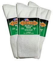 Extra-Wide Medical Crew (Mid-Calf) Socks for Men (11-16 (up to 6E wide)-White