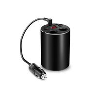 FIRST SCENE Car Charger, Cigarette Lighter Adapter Splitter Extender with 2-Socket Outlet Separate Switch 80W, 5V 3.1A Dual USB, Cup Holder, Digital Display Screen, 12/24V DC Input (black-C55)