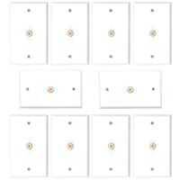 10pcs 1 Port Satellite Wall Plate Dish Aproved RCA Coax Cable Jack for CCTV, TV