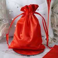 Tableclothsfactory 60PCS RED Satin Gift Bag Drawstring Pouch Wedding Favors Bridal Shower Jewelry Bags - 5"x7"