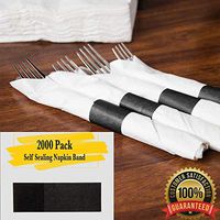 MM Foodservice Self Sealing Napkin Band, Pack of 2000 Self-Adhering Paper Napkin Band (Black)