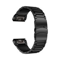LDFAS Fenix 6X/5X Plus Band, Sport Quick Release Easy Fit 26mm Stainless Steel Metal Bands Safety Buckle Compatible for Garmin Fenix 6X/6X Pro/5X/5X Plus/3/3HR Smartwatch, Black